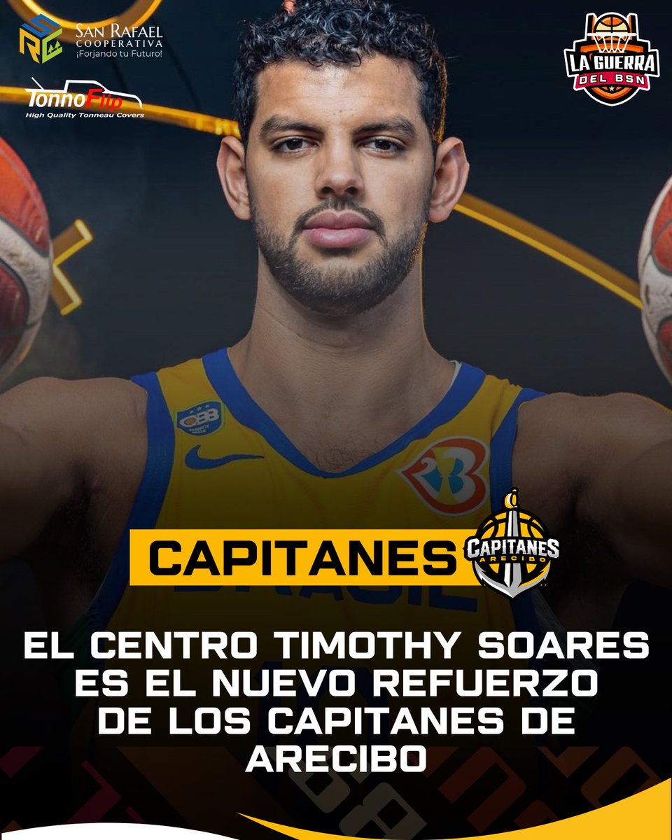 #BSNPR | ÚLTIMA HORA: El centro brasileño Timothy Soares es el primer refuerzo de los Capitanes de Arecibo para la temporada 2026 del BSN según informa el periodista <a href="/pachyrodriguezv/">Pachy Rodriguez</a>. 

🏀 Soares mide 6’11, tiene 28 años y está promediando 12.5 PPJ y 7.2 RPJ en Australia durante