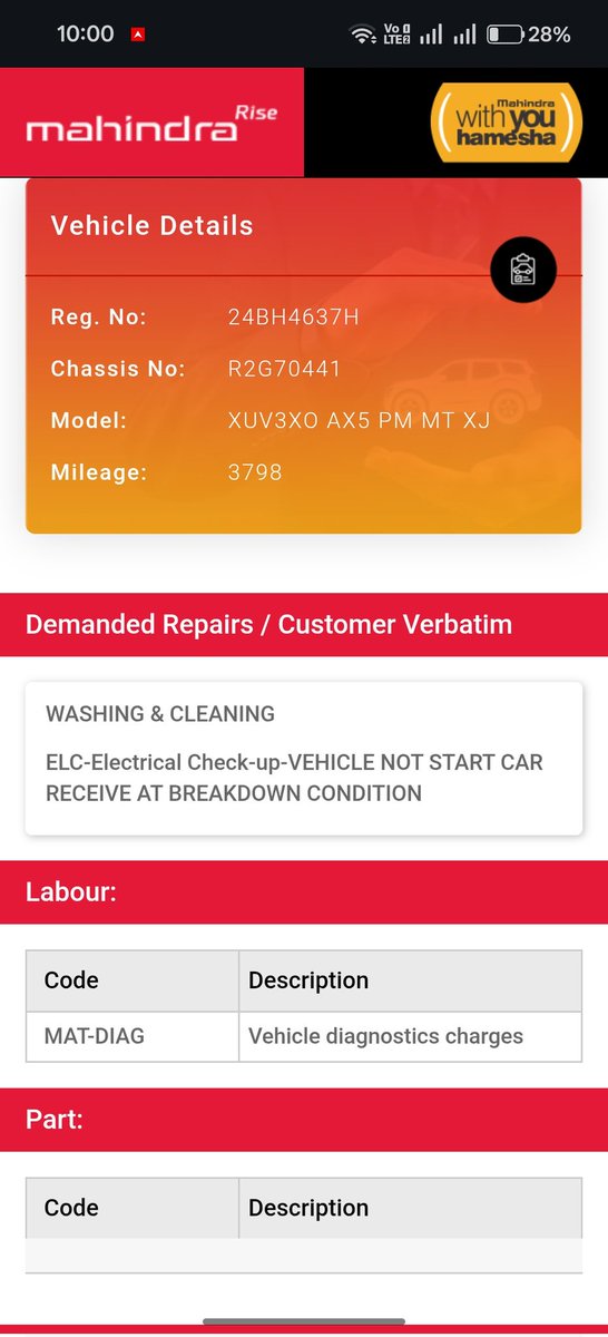 AkashSa74177250's tweet image. My Mahindra 3XO (1 yr 5 mths old) broke down today — smoke came from bonnet while driving! Towed via RSA to kalikapur service centre kolkata. Please resolve this for once and all and ensure this never happens again. Job sheet attached. #Mahindra3XO #MahindraService