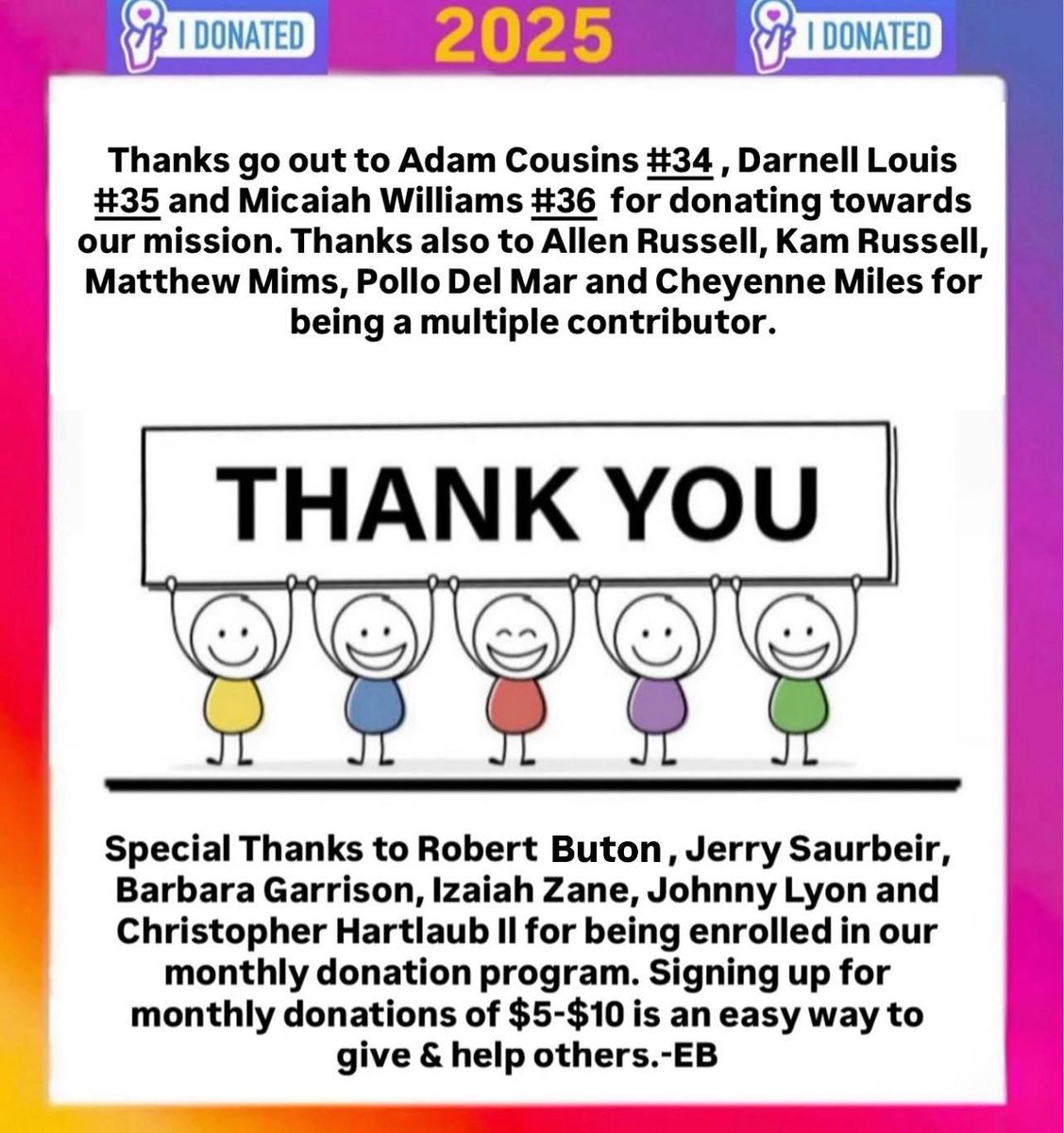 Help Us Reach #100. WE NEED YOU!!! 🫵🏾 Thanks to all who have donated. We are now up to #36 donations for 2025. We do not take your support for granted and it’s greatly appreciated.