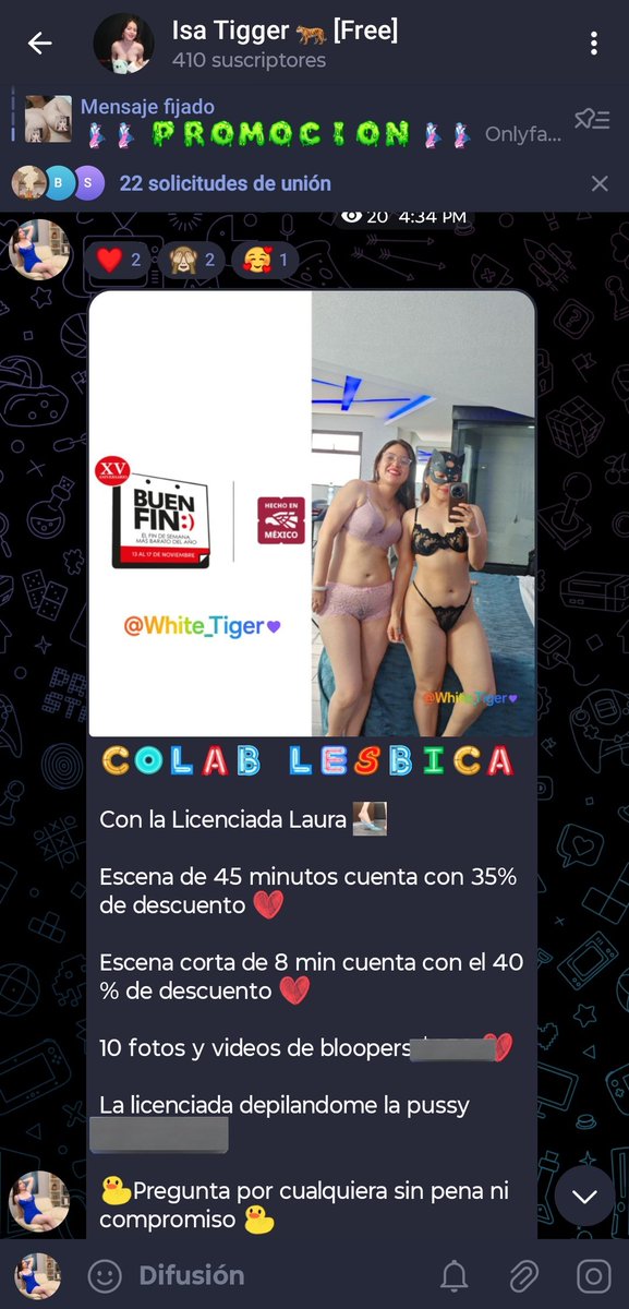 Llegó el Buen Fin y yo también 🤍🐅
La U me tiene toda amolada con el tiempo, pero aquí estamos babys.
Hay muchas promociones, habrán sorpresas y se activan las videollamadas y chat hot, en comentarios dejo el canal de telegram 
#ElbuenFin #LoveYourW #delicioso