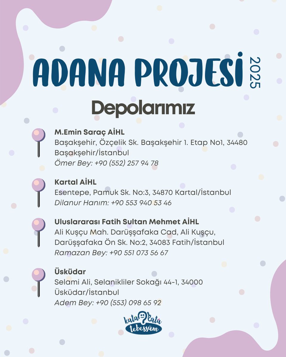 Kutu Kutu Tebessüm olarak, ayırdığın eşyaları Adana’daki kardeşlerimize ulaştırıyoruz 🌸

Sen de dolabına küçük bir göz atabilirsin.

Son teslim: 21 Kasım Cuma
