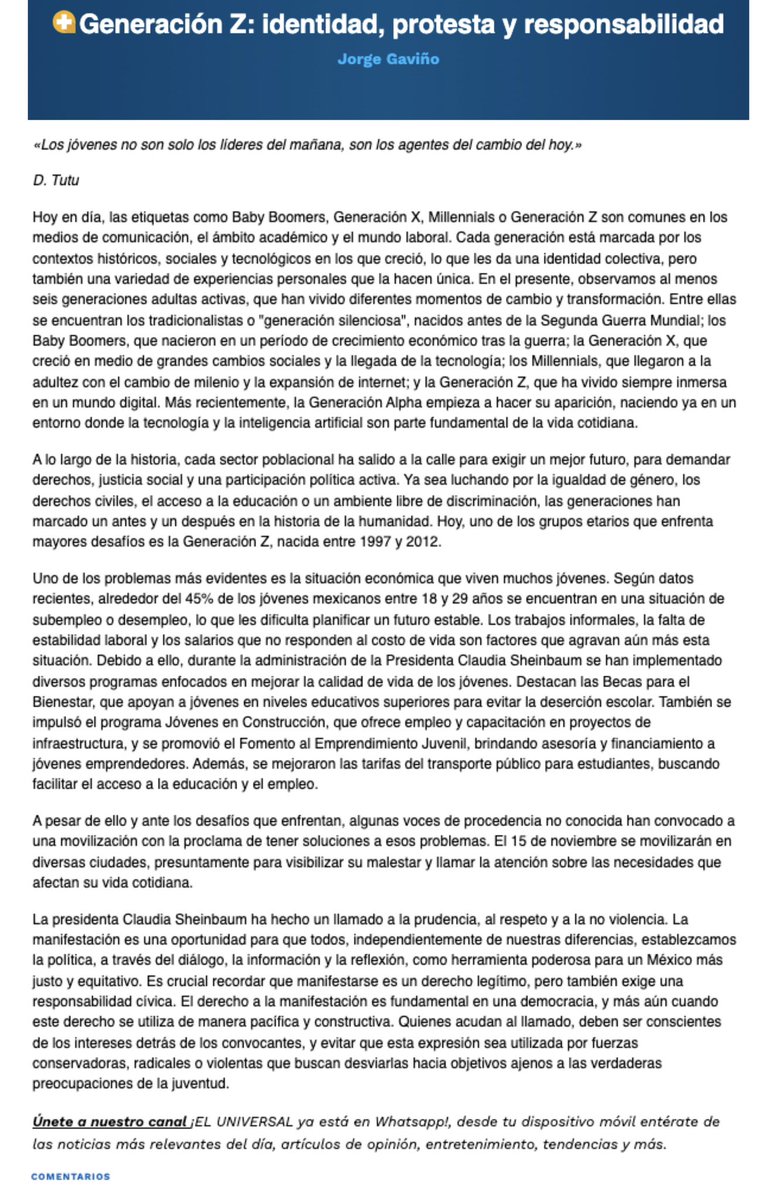 Generación Z: identidad, protesta y responsabilidad <a href="/El_Universal_Mx/">El Universal</a> 

eluniversal.com.mx/opinion/jorge-…