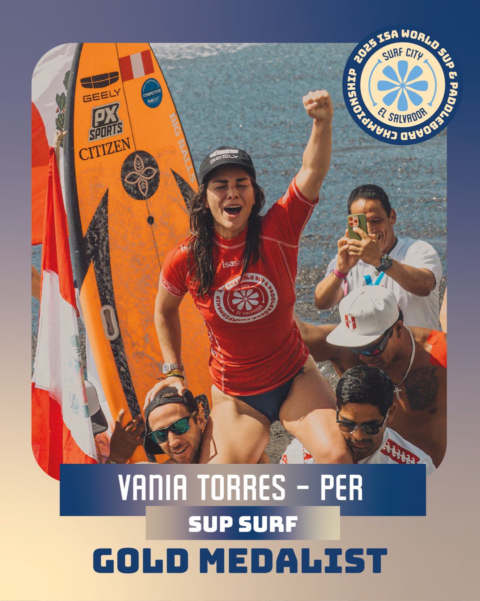 ISAsurfing's tweet image. Congratulations World Champions!

2025 ISA World SUP &amp;amp; Paddleboard Championship at @surfcity El Salvador. 

Men’s SUP Surf
🥇 Luiz Diniz 🇧🇷

Women’s SUP Surf
🥇 Vania Torres 🇵🇪