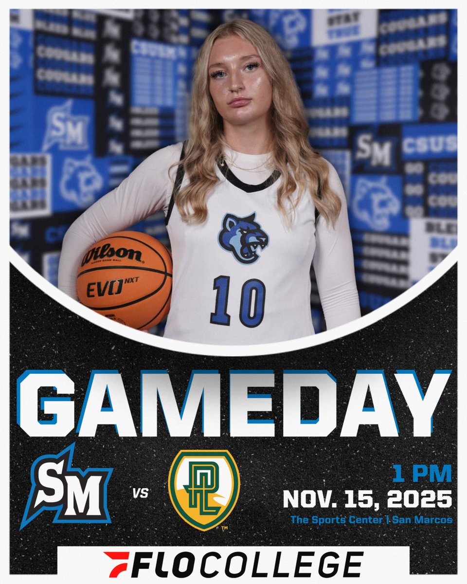 CSUSM_WBB's tweet image. It&apos;s GAMEDAY in San Marcos!
#BleedBlue

🕓  1 PM   
🆚  Point Loma
📍  The Sports Center
🎟️csusmcougars.com/tickets 
📊 sidearmstats.com/csusm/wbball/ 
📺 flosports.link/4kAb7Mp