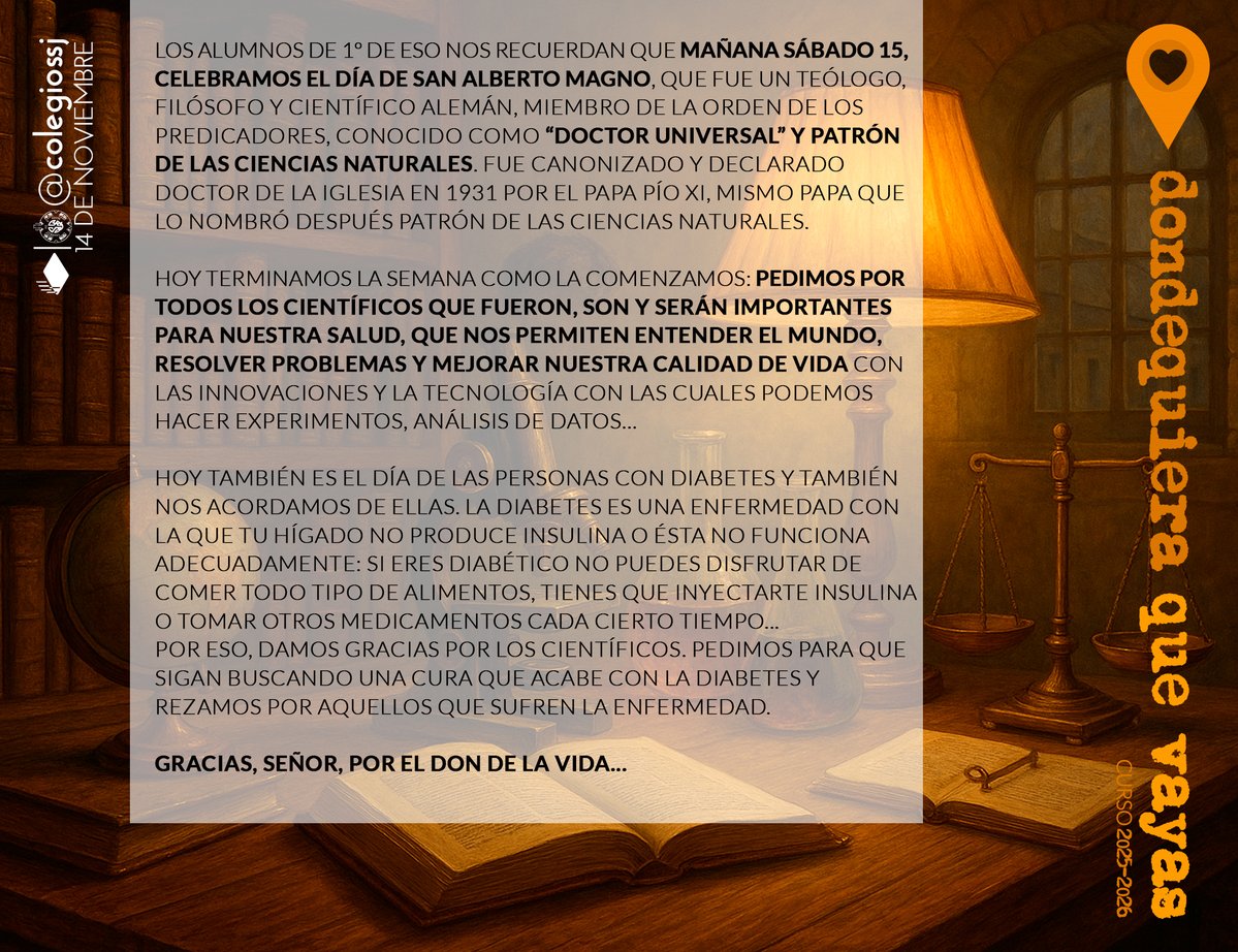 #OraciónDeLaMañana #14deNoviembre Sobre #SanAlbertoMagno y la importancia de la ciencia en nuestras vidas...