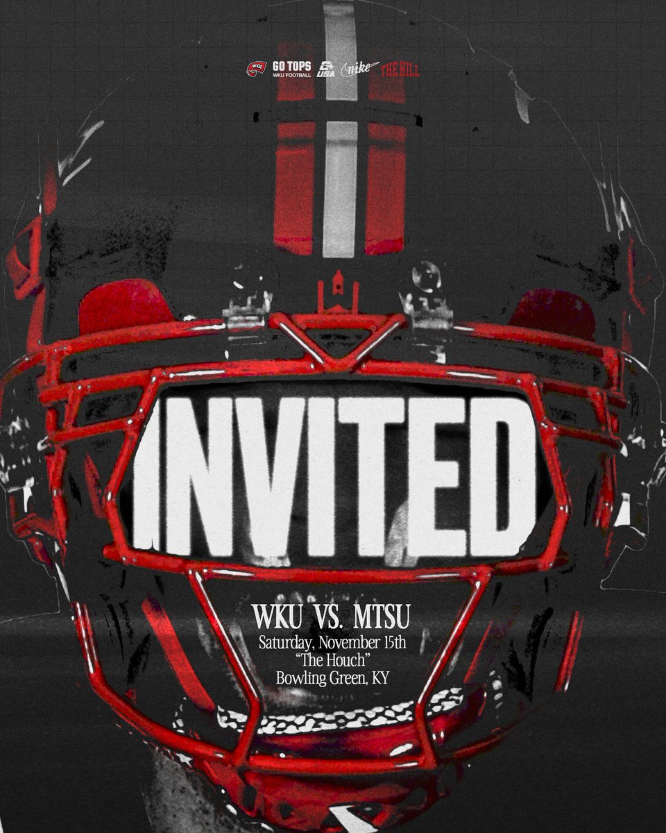 WKU this weekend!!! 🔴⚫️
<a href="/TheKramme/">Zachary Kramme</a> <a href="/Coach_StrickOL/">Coach Strickland</a> <a href="/CoachBernardi74/">Joe Bernardi</a> <a href="/Coach_Helton/">Tyson Helton</a> <a href="/CoachLaRussa/">Andy LaRussa</a> <a href="/NickLamaWKU/">Nick Lamattina</a> <a href="/CoachThurm87/">Coach Jarae Thurmond</a> <a href="/CoachJBrown11/">Justin Brown, MAT</a> 
<a href="/WKUFootball/">WKU Football</a> <a href="/WKURecruiting/">WKU Football Recruiting</a> <a href="/CSmithScout/">Chris Smith</a> <a href="/drew_toennies/">Drew Toennies</a>