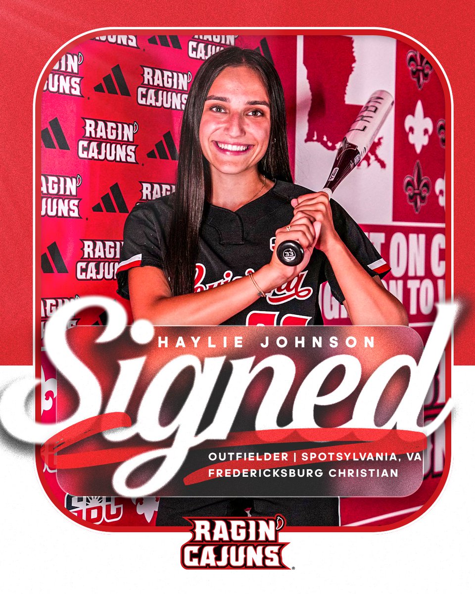 RaginCajunsSB's tweet image. It&apos;s a great day to be a Ragin&apos; Cajun 🤟

👤 Haylie Johnson
🥎 Outfielder
📍 Spotsylvania, VA
🏫 Fredericksburg Christian

#GeauxCajuns | #NSD26