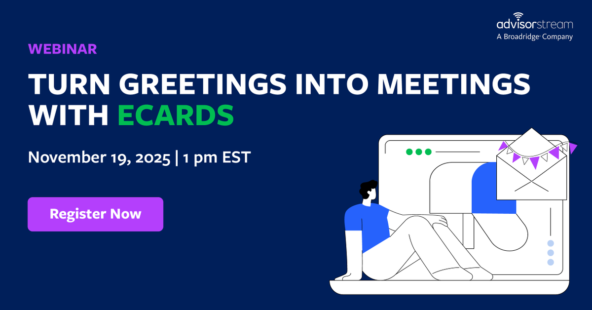 Too busy closing out the year? Let us take one item off your holiday to-do list.

Join our insightful webinar to discover how automated eCards can help you stay thoughtful, timely, and strengthen client relationships during the holidays and beyond - bit.ly/3WV3wP5