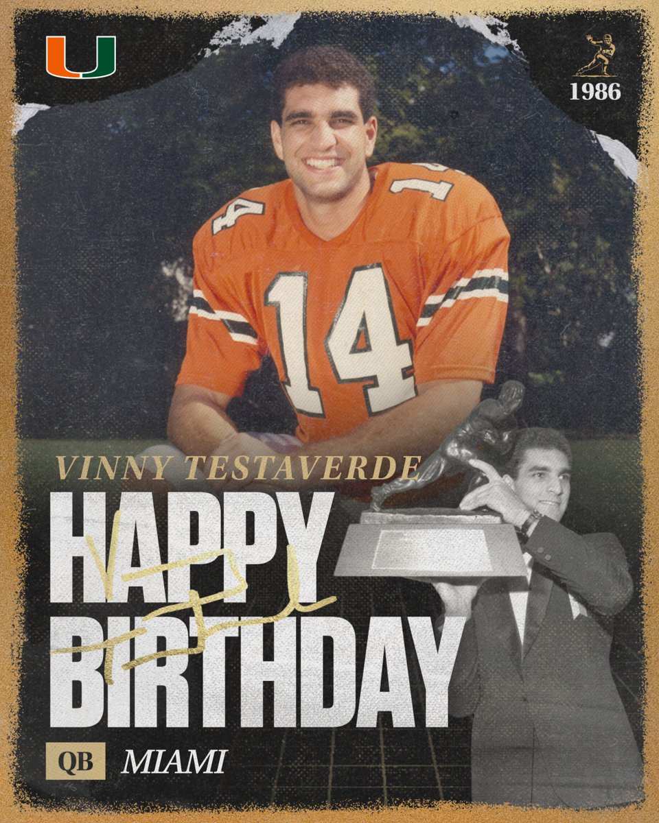 Happy Birthday to the 1986 Heisman Trophy Winner, Vinny Testaverde! 🎂🎉 <a href="/CanesFootball/">Miami Hurricanes Football</a>