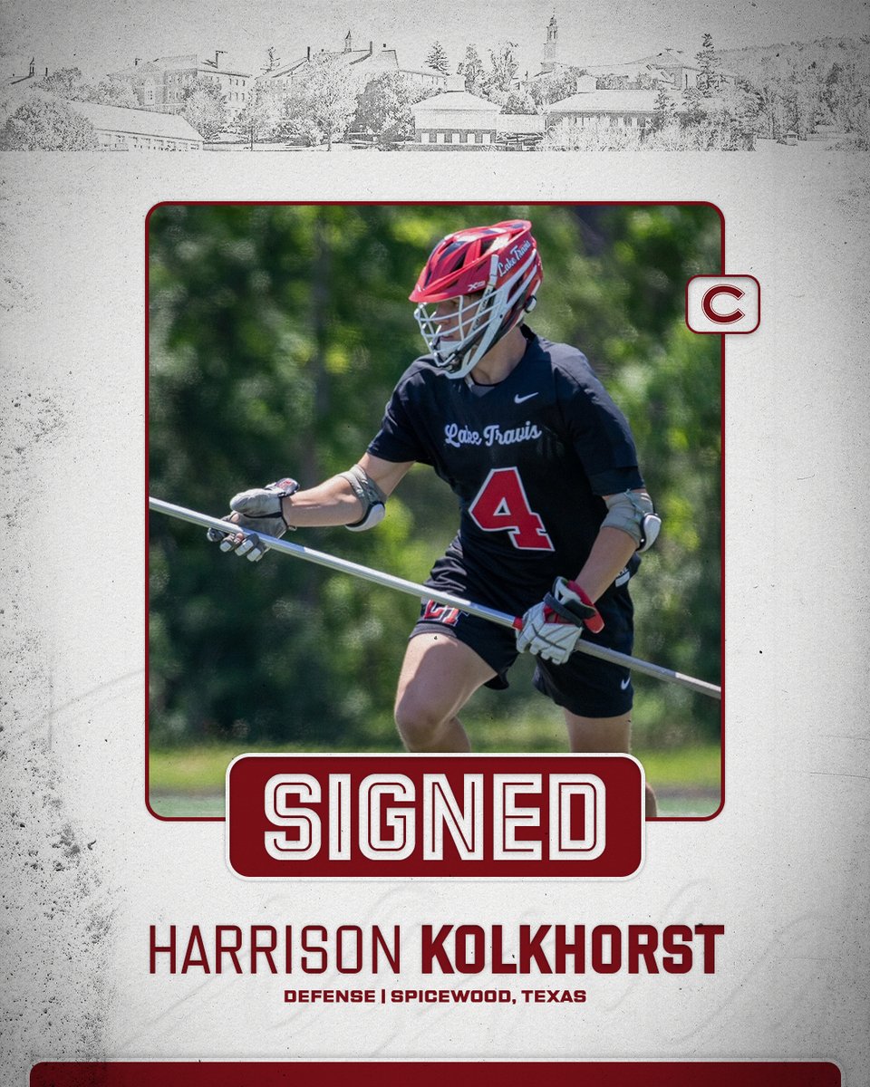 ColgateMLax's tweet image. 𝑺𝒊𝒈𝒏𝒆𝒅 ✍️ 

Next up in our class of 2030’s, we have c Kolkhorst! 

Harrison is a defender from Spicewood, Texas   

Welcome to Colgate!  

#GoGate | #GGG