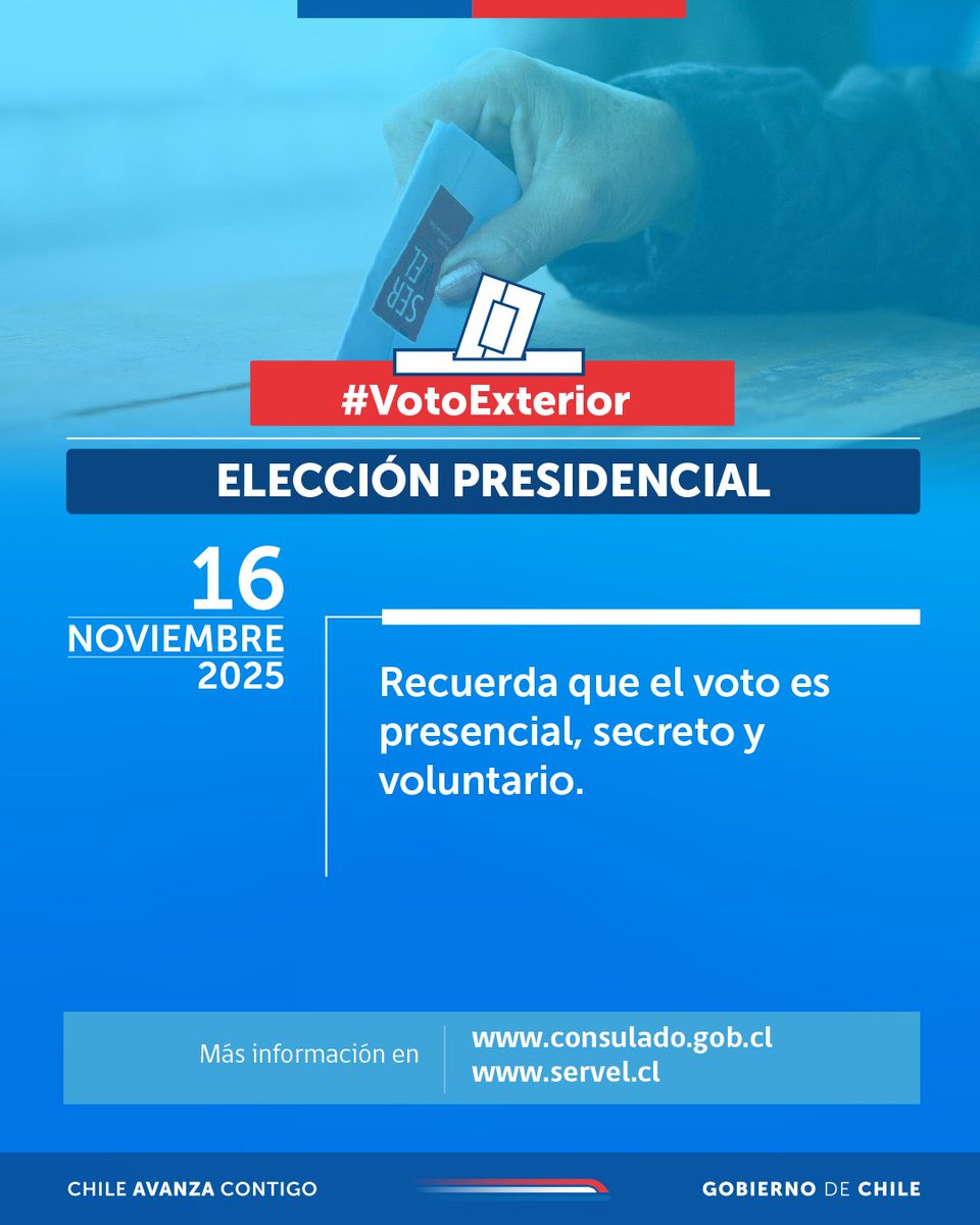 #VotoExterior  Este Domingo 16 de NOV es la Elección Presidencial en Chile y en el Exterior.

Encuentra más info bit.ly/votoexterior20…

El local de votación de Lisboa es la Faculdade de Ciências Sociais Humanas - Universidade NOVA 

Dirección: Avenida Berna 26 C, 1069-061