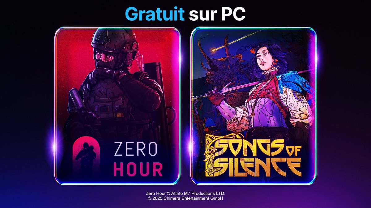 La meilleure arme, c’est un bon plan 🧠 Deviens tacticien avec les jeux gratuits de la semaine : Songs of Silence et Zero Hour. Disponibles jusqu’au 20 novembre ! epic.gm/free-games