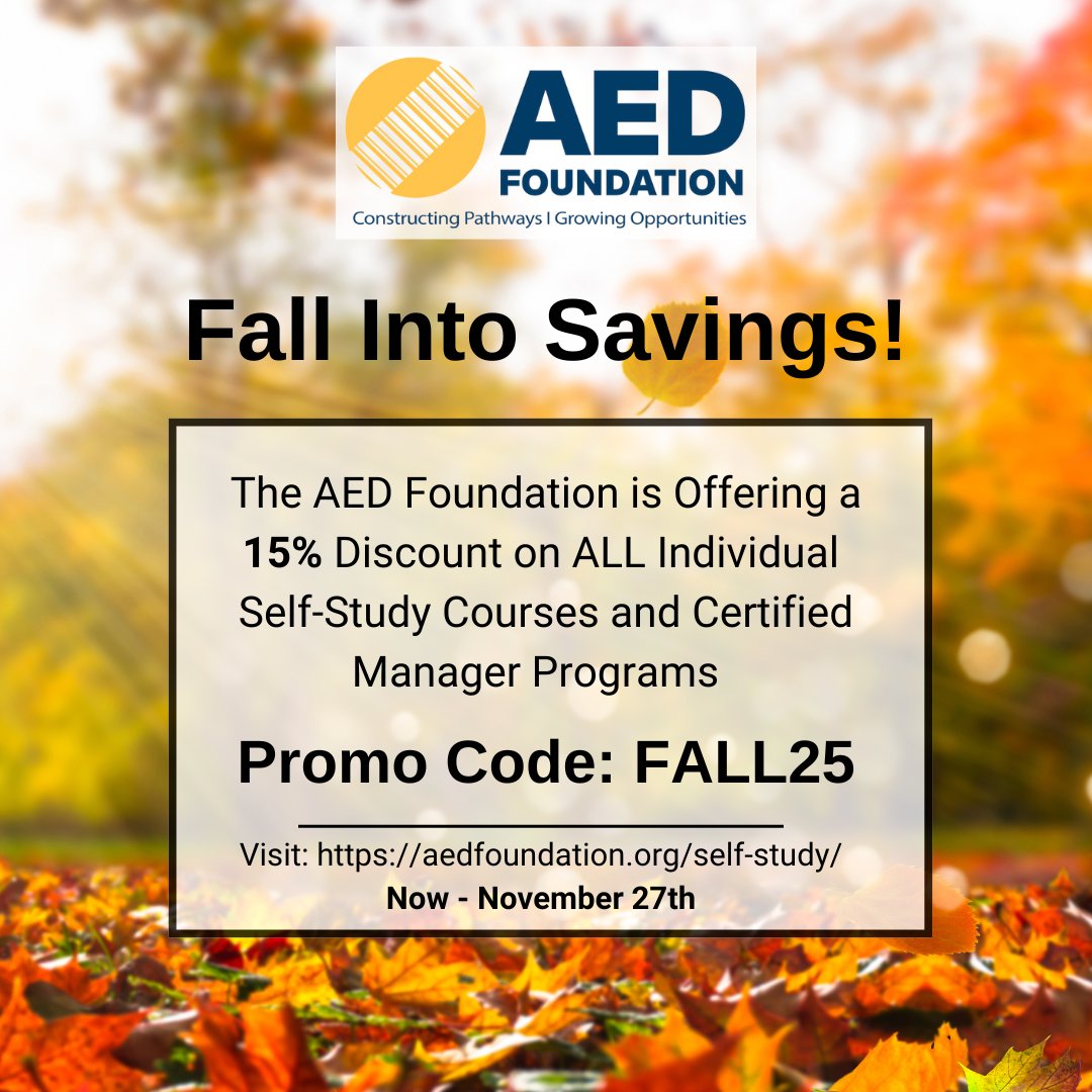Take your career to the next level with 15% OFF AED Foundation Self-Study Courses &amp; Manager Certification Programs! 💻
Offer ends Nov. 27—build your skills with flexible, online programs designed for the equipment industry.
🔗 tinyurl.com/AED-Self-Study…