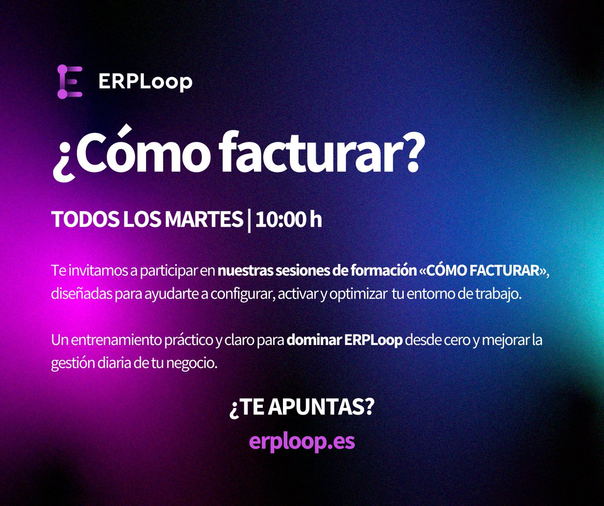 ADISSInforma's tweet image. Hoy viene cargado de buenas noticias… ¡y mejores formaciones! 🎉
¿Te suenan nuestras sesiones de Puesta en Marcha de @time_kairos  los martes?
Ahora también tendrás formaciones de ERPLoop TODOS LOS MARTES a las 10:00 h.
👉 erploop.es/formaciones-co…
¿Te apuntas? 💙📄
#ERPLoop