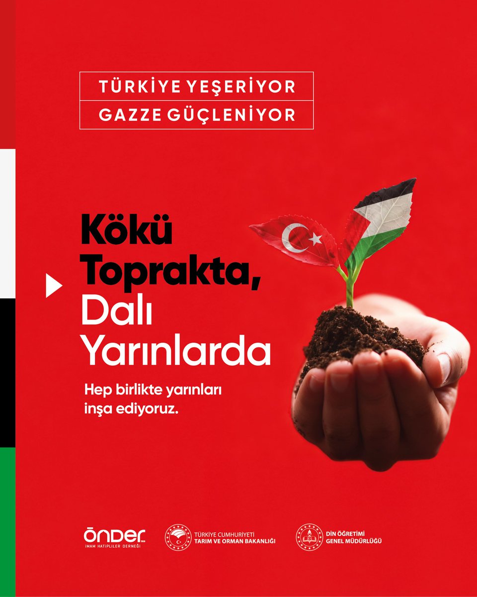 📣Toprağa umut ekiyoruz… 🌱

“Türkiye Yeşeriyor, Gazze Güçleniyor” projesiyle 81 ilde öğrencilerimizle birlikte fidanlarımızı toprakla buluşturuyoruz.🪴
Her bir fidan, son olarak askeri kargo uçağı kazasıyla birlikte, bu vatan için can veren tüm şehitlerimizin ve Gazze’deki
