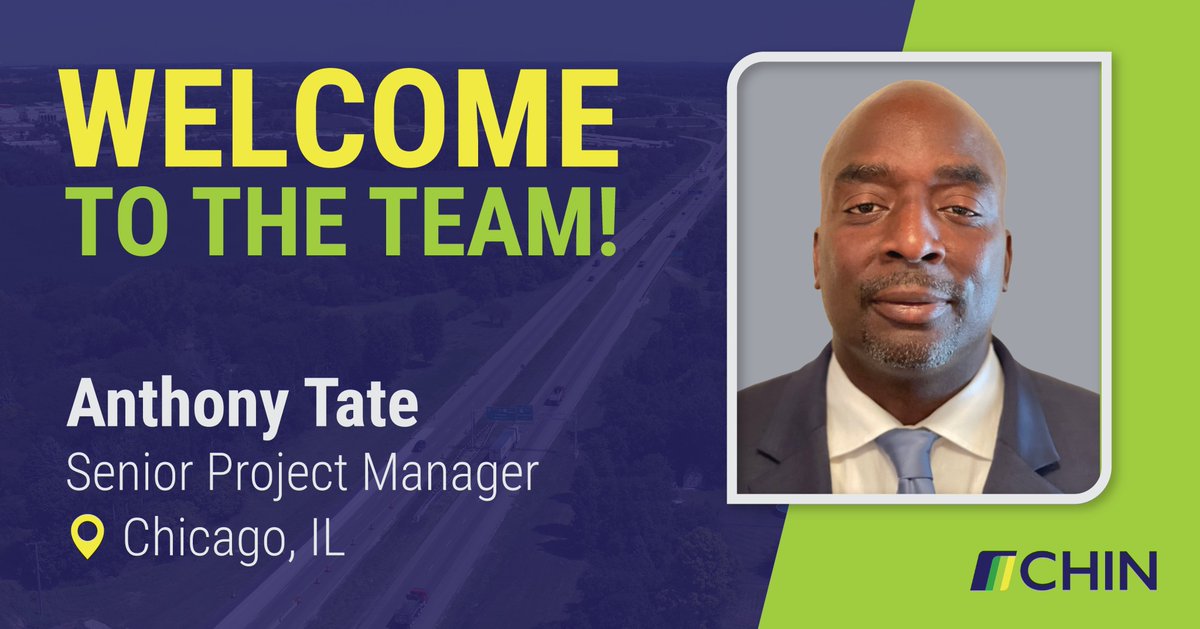 CHIN welcomes Anthony Tate, P.E. as Senior Project Manager on our Transportation Team!

With 25+ years of experience — including work for IDOT, CDOT, and ISTHA — Anthony brings strong transportation and rail expertise to CHIN.

#CHINTeam #NewHire #Transportation #RailandTransit