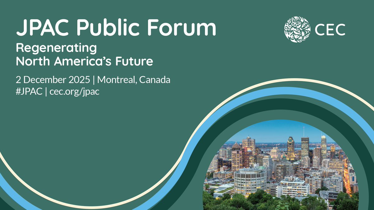 CECweb's tweet image. 📢 The #JPAC Public Forum “Regenerating North America’s Future” is almost here!🌳🍃

🗓️ 2 December
📍 Montreal, 🇨🇦
💻 Hybrid

View the agenda &amp;amp; register today:
👉cec.org/media/regenera…