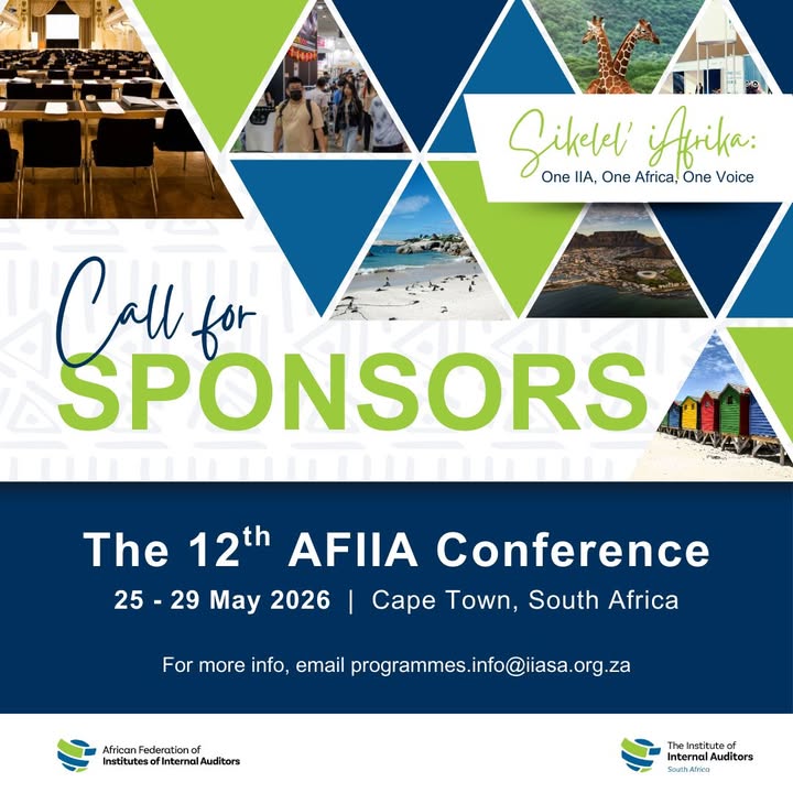 Be part of Africa’s governance future!

 The 12th AFIIA Conference is coming to Cape Town, South Africa | 25 – 29 May 2026.
We’re calling on partners, corporates, and stakeholders to sponsor this pivotal event uniting policymakers, regulators, executives, and internal audit