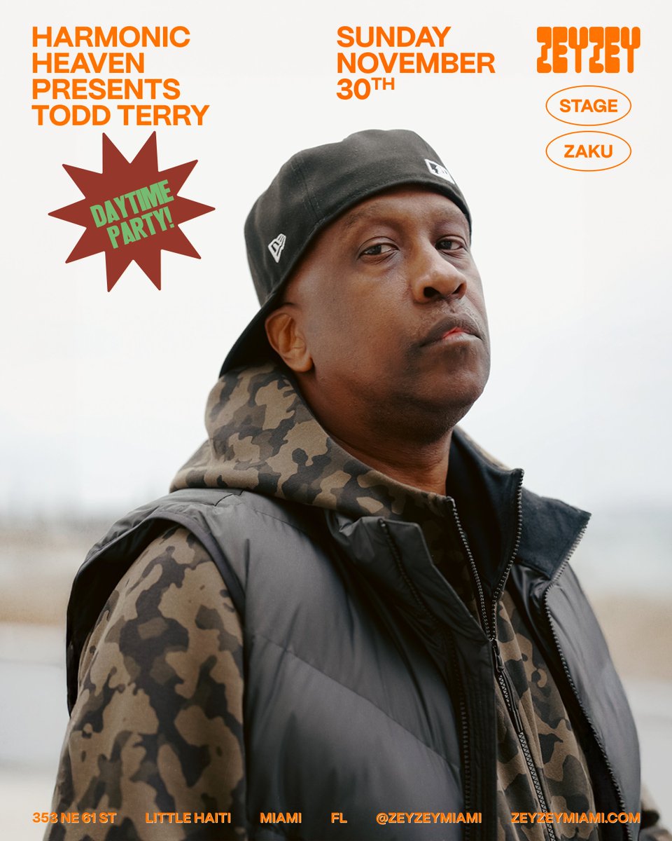 djtoddterry's tweet image. Hey #Miami it's a #DayParty Sunday, November 30th at Zey Zey Miami in Little Haiti w/ @djtoddterry  &amp;amp; Nico Bernardini 
Tickets: shotgun.live/en/events/harm…