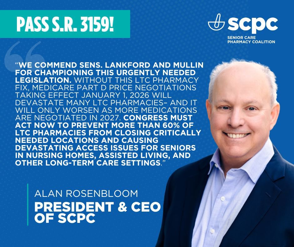 🔊 “We commend <a href="/SenatorLankford/">Sen. James Lankford</a> and <a href="/SenMullin/">Markwayne Mullin</a> (R-OK) for championing this urgently needed legislation. Without this LTC pharmacy fix, Medicare Part D price negotiations taking effect January 1, 2026 will devastate many LTC pharmacies—and it will only worsen as more medications