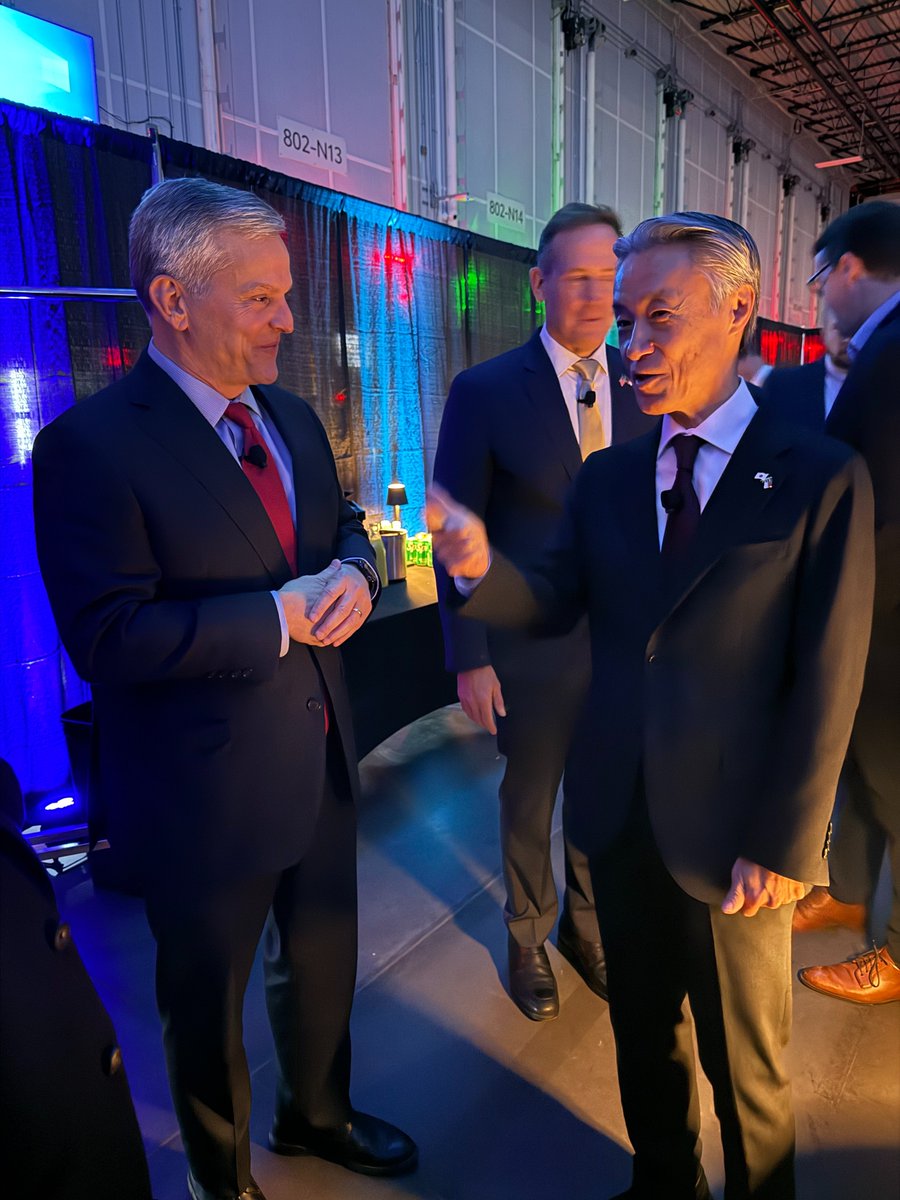It was a pleasure meeting <a href="/NC_Governor/">Governor Josh Stein</a> at Toyota’s facility opening ceremony. Japan is the top foreign investor in NC with over 400 Japanese companies, creating more than 36,000 jobs. We look forward to further strengthening the partnership with NC. -Ambassador Yamada