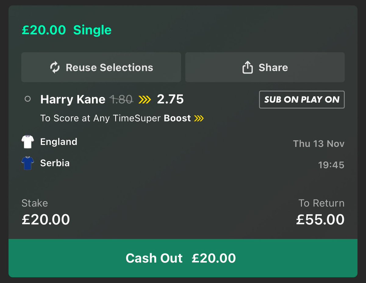 😍 £55 CASH GIVEAWAY! 

If Harry Kane scores tonight in England v Serbia, I’ll giveaway… 

£27.50 to someone who LIKES ❤️ this
£27.50 to someone who RTs 🔁 this
Must FOLLOW <a href="/LordFootyTips/">Lord’s Football Tips</a>