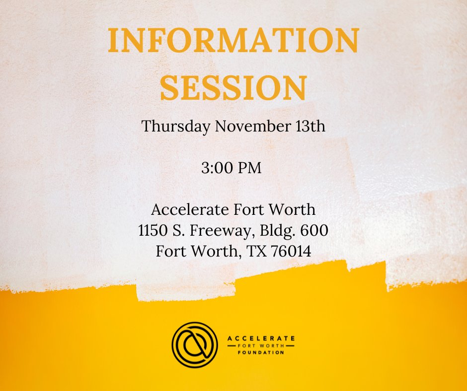 Ready to Ignite Your Business?

Join us for an Info Session on the new Ignite Fort Worth Small Business Accelerator! 

📅 Date: November 13, 2025
🕒 Time: 3:00 PM

👉 Learn more here ow.ly/8yGo50Xr9J9

Cohorts start January 10th!