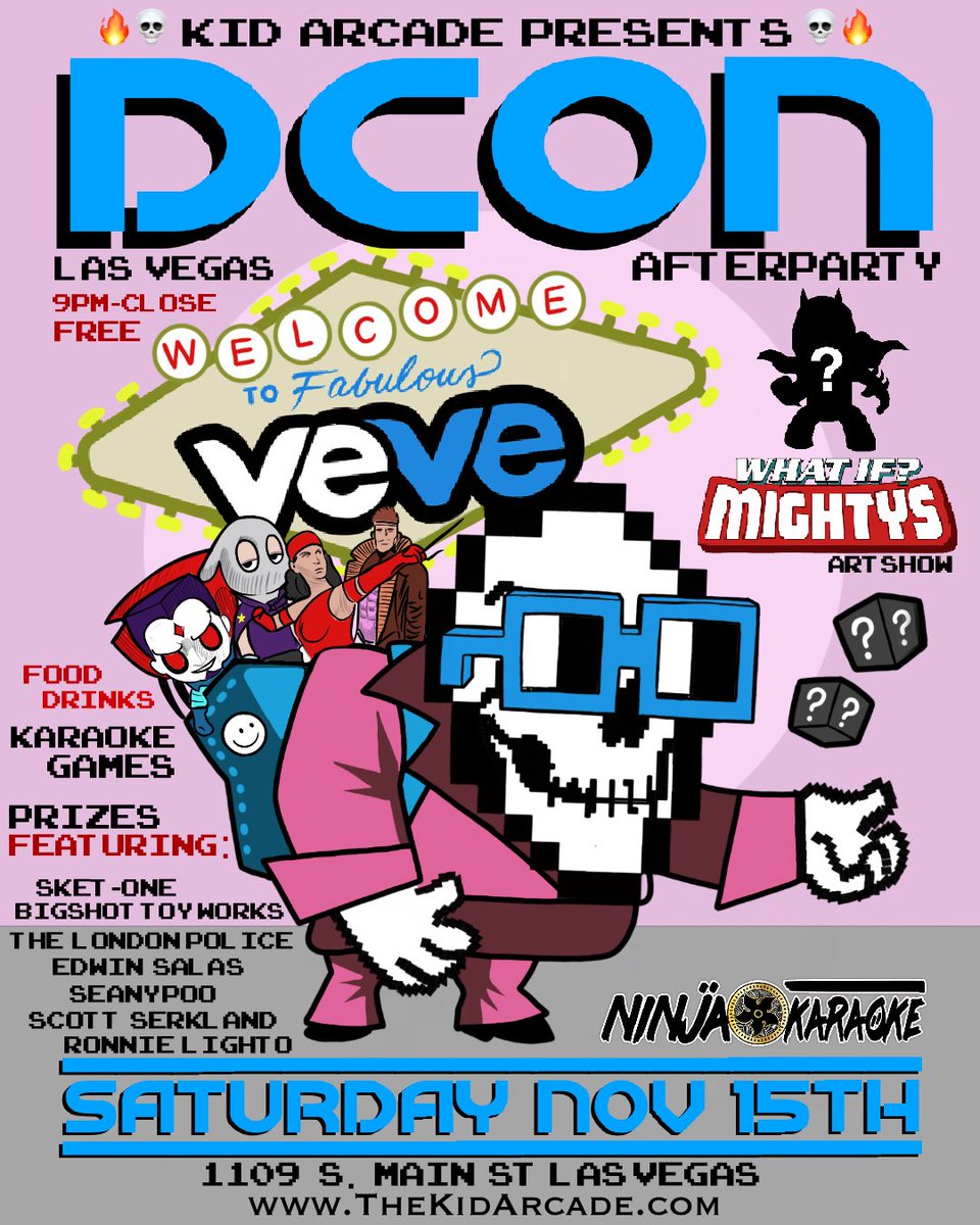 Dcon Weekend is here!!! And we will be celebrating on Saturday with karaoke, “What If Mightys” Artshow, Games and Prizes from <a href="/SketOne/">Sket One</a> <a href="/londonpoliceart/">The London Police</a> <a href="/droi_suye/">SUYE | ART | WEB3</a> <a href="/bigshottoyworks/">BiGSHOT</a>  and much more !!! Join us as we celebrate with <a href="/veve_official/">VeVe | Digital Collectibles</a> and make this as memorable as last