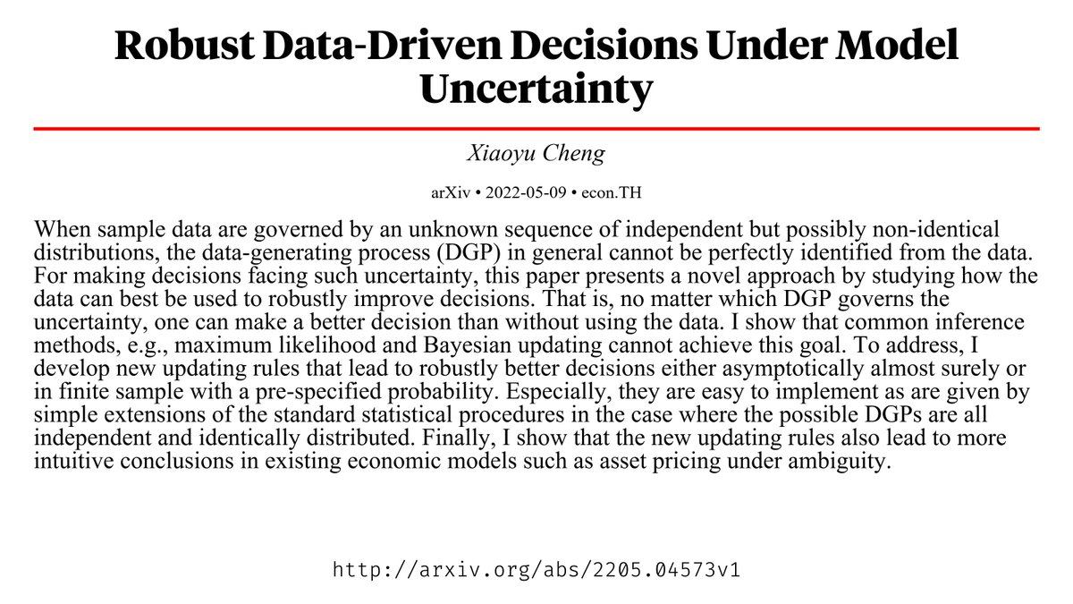 CapybaraPapers's tweet image. Robust Data-Driven Decisions Under Model Uncertainty arxiv.org/abs/2205.04573…