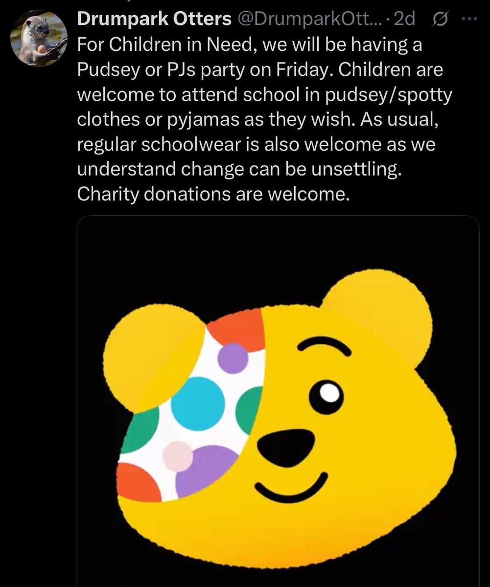 A wee reminder about tomorrow <a href="/drumparkprimary/">Drumpark</a> #childreninneedday