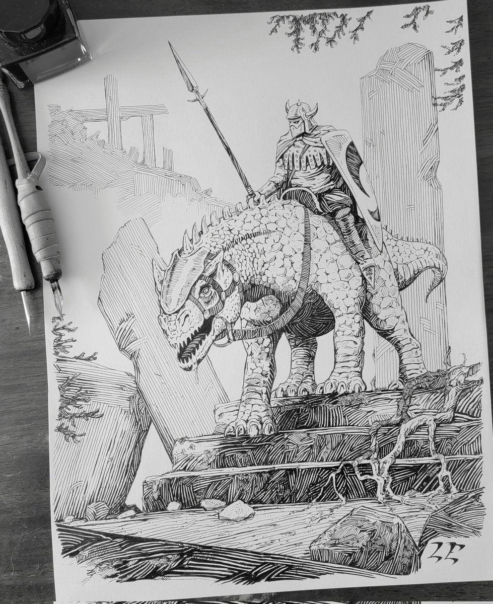 LukeInkArt's tweet image. There&apos;s a lot of drawing going on right now that I can&apos;t share yet. So here&apos;s something from a couple weeks ago that I forgot to post!
 #penandink #fantasyart #illustration