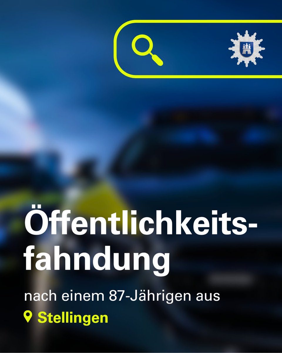 #Öffentlichkeitsfahndung

Wir suchen mit einem Foto nach einem 87-Jährigen, der gestern die Wohnung seiner Lebensgefährtin in #Stellingen für einen Spaziergang verließ und nicht zurückkehrte. Der Vermisste, der in #Iserbrook lebt, ist schwer erkrankt und bedingt orientiert, daher