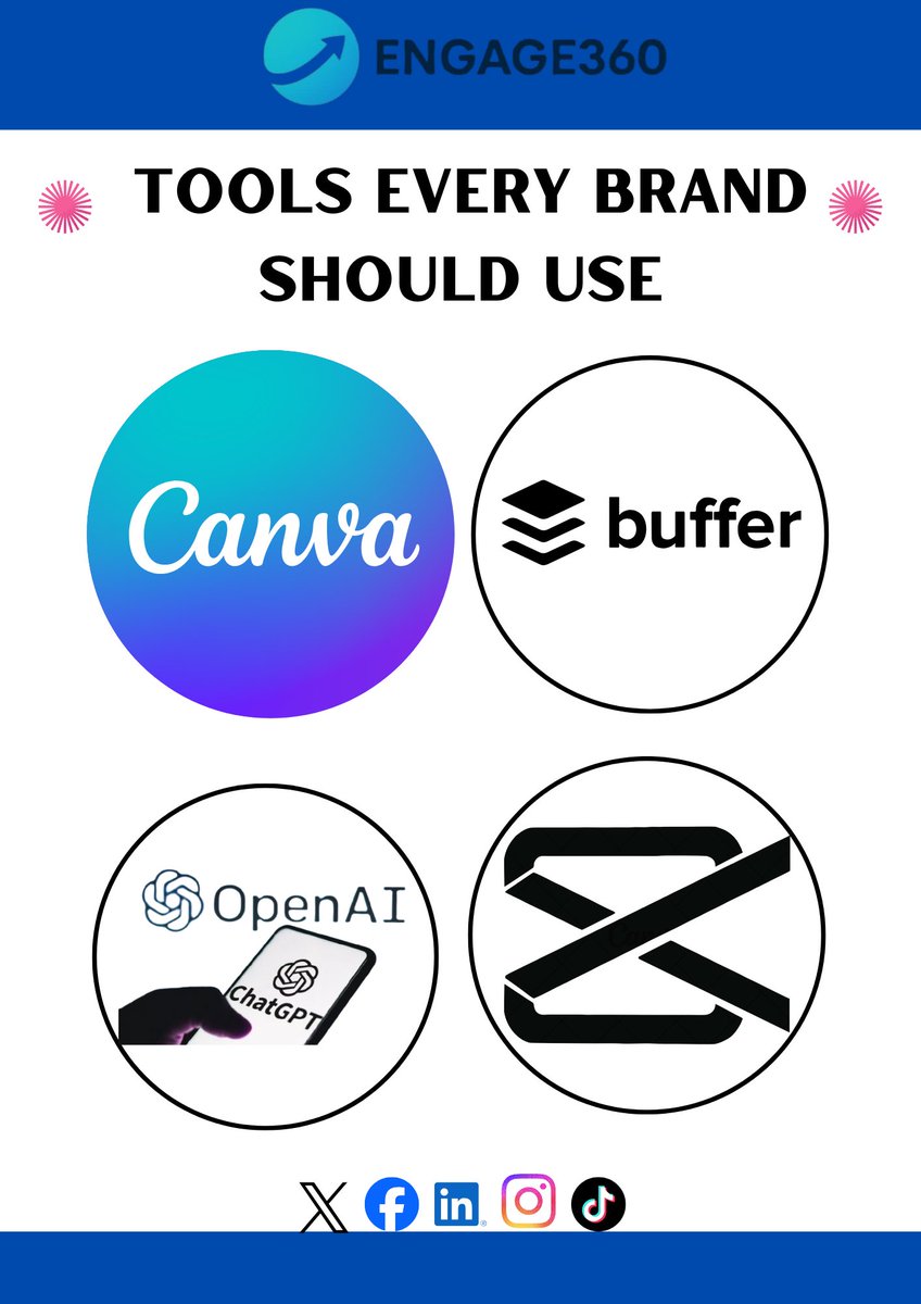 engage36's tweet photo. Want to boost your brand online?
Here are 4 tools every business should be using right now ⬆️
From design to scheduling ,we’ve got you covered 💼
#Engage360 #BrandStrategy #SocialMediaMarketing https://t.co/EwHyZVOatu