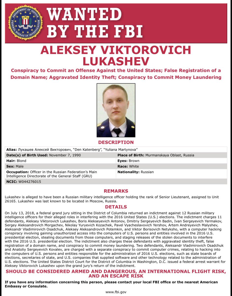 visegrad24's tweet photo. In Thailand, authorities arrested a Russian military intelligence officer and “world-class hacker” wanted by the FBI

Police seized laptops, mobile phones, and crypto wallets, freezing around $432,000. According to the FBI database, only one 35-year-old Russian, Alexey Lukashev, is listed for cybercrimes.

U.S. investigators say Lukashev is an officer of Russia’s military intelligence (GRU), assigned to Unit 26165, described as “one of the oldest and most notorious GRU-linked cyber groups.” 

He is also charged in connection with the 2016 U.S. presidential election interference case.