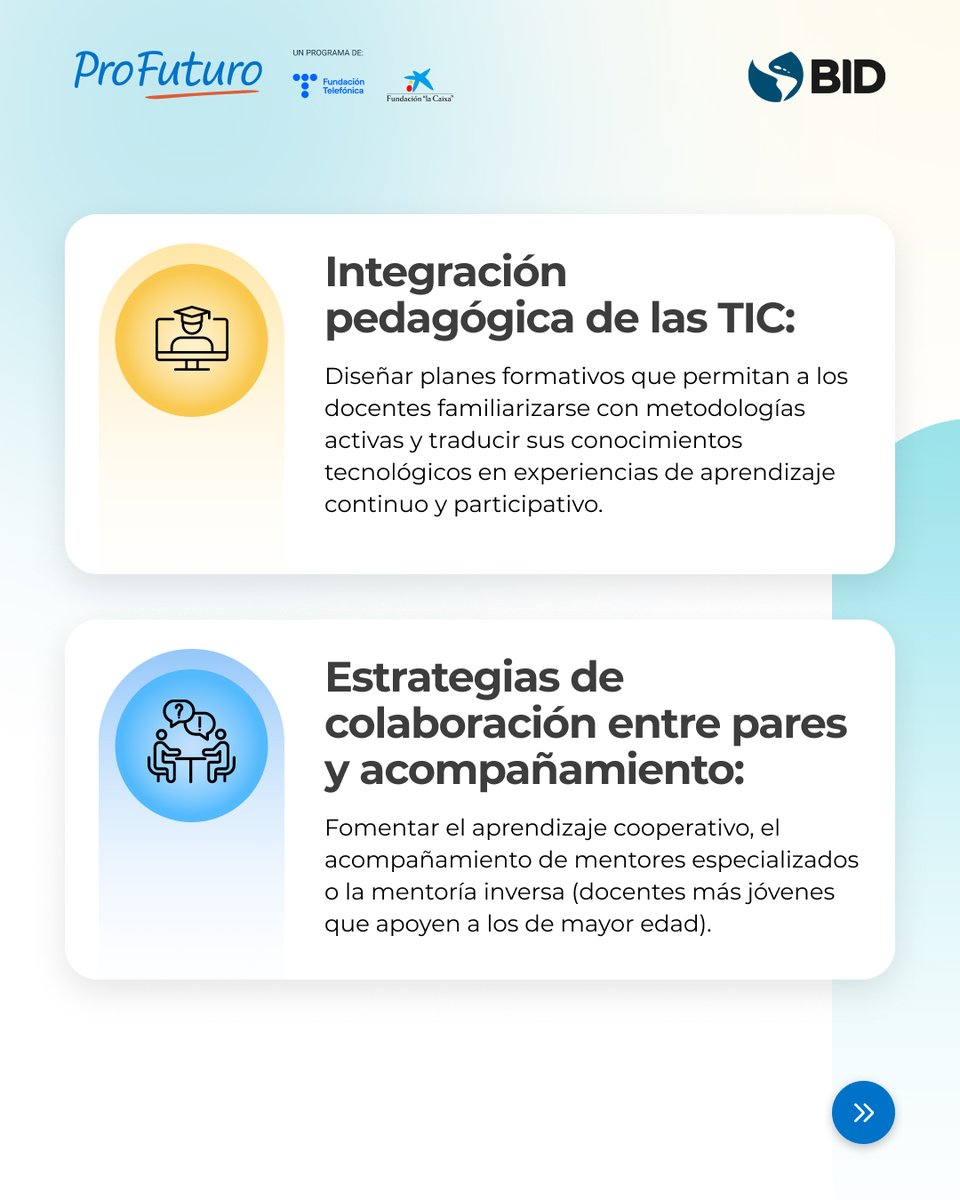 ProFuturo_'s tweet image. 🗣 Impulsar las competencias digitales docentes es clave para transformar la educación en América Latina.

Estas son algunas de las propuestas que trabajamos junto al BID: más TIC en el aula, apoyo entre docentes, ciudadanía digital, liderazgo educativo e inversión en recursos.…