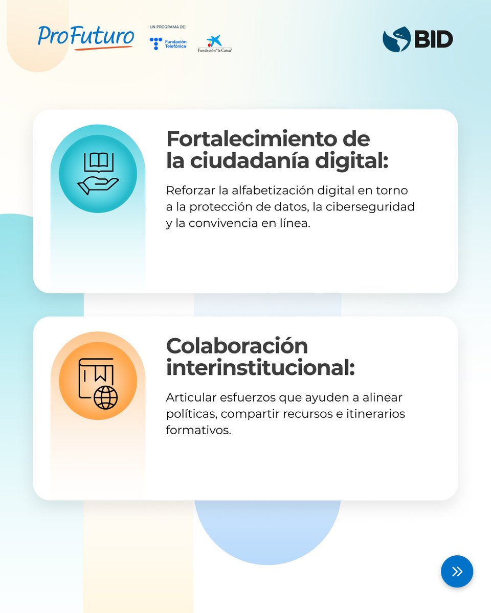 ProFuturo_'s tweet image. 🗣 Impulsar las competencias digitales docentes es clave para transformar la educación en América Latina.

Estas son algunas de las propuestas que trabajamos junto al BID: más TIC en el aula, apoyo entre docentes, ciudadanía digital, liderazgo educativo e inversión en recursos.…