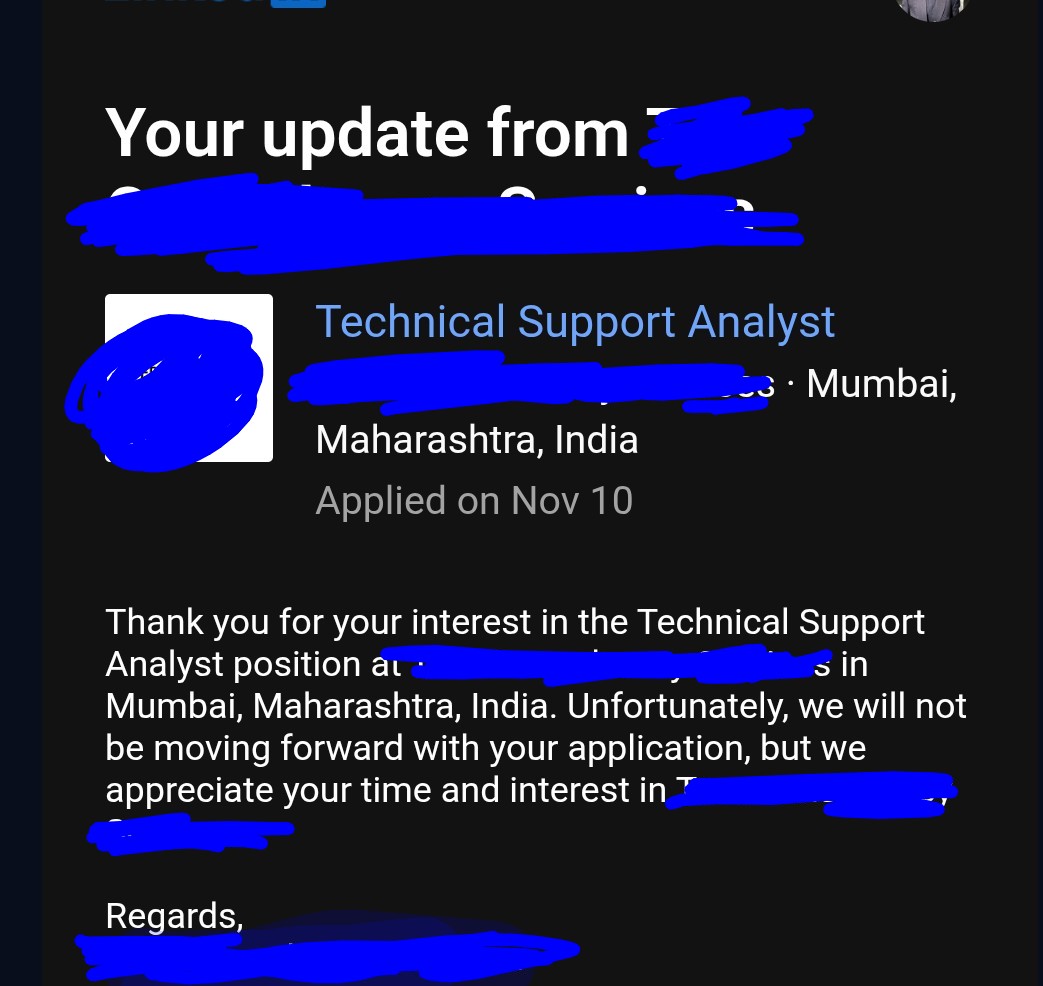 Priya_dev_exe's tweet photo. Hi. I got rejected from 3 companies today. 

#Rejection #Findingnewjob https://t.co/q00S6aPn7f