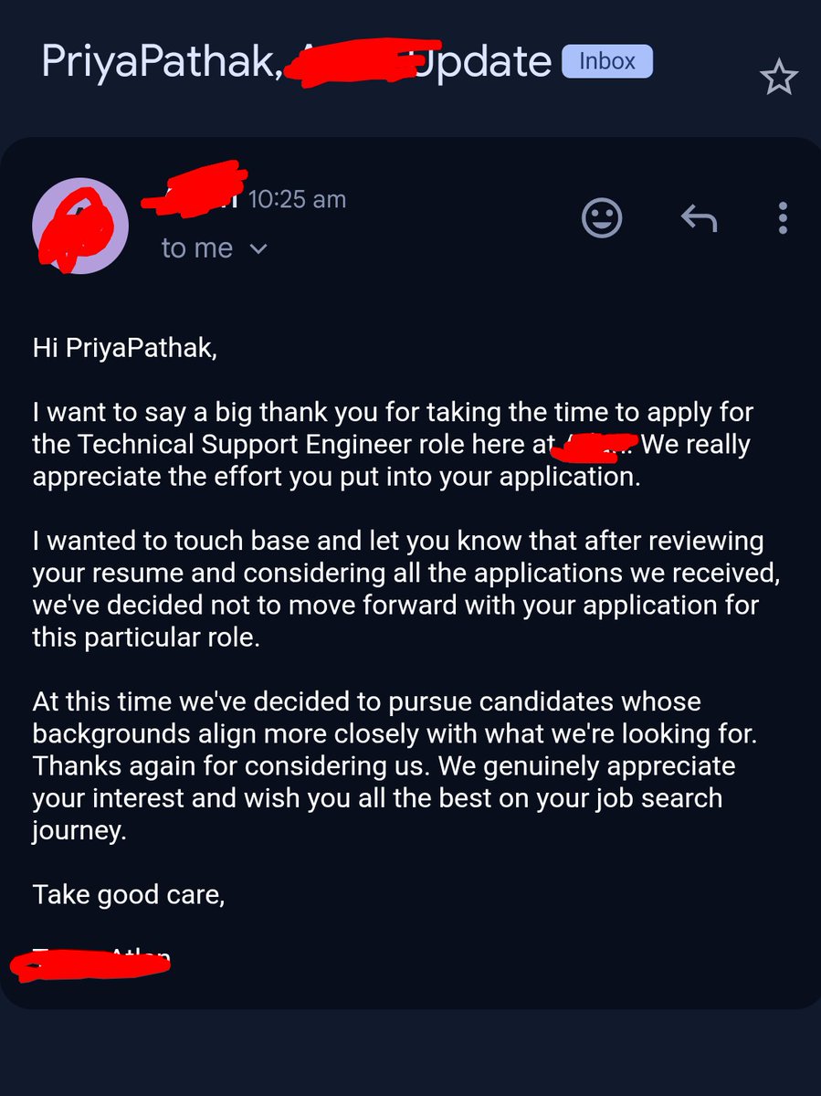 Priya_dev_exe's tweet photo. Hi. I got rejected from 3 companies today. 

#Rejection #Findingnewjob https://t.co/q00S6aPn7f