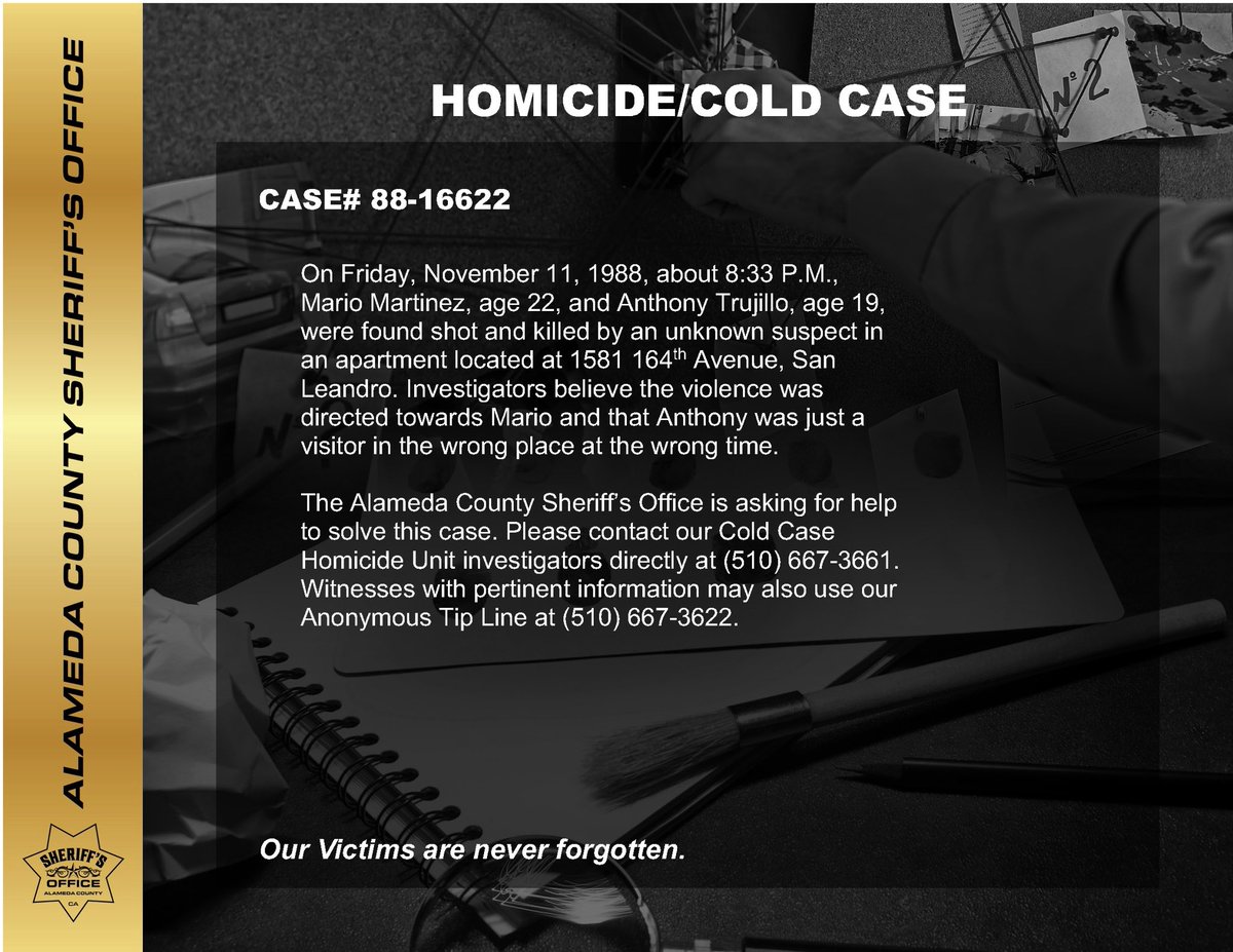 ACSOSheriffs's tweet image. HOMICIDE COLD CASE ANNIVERSARIES