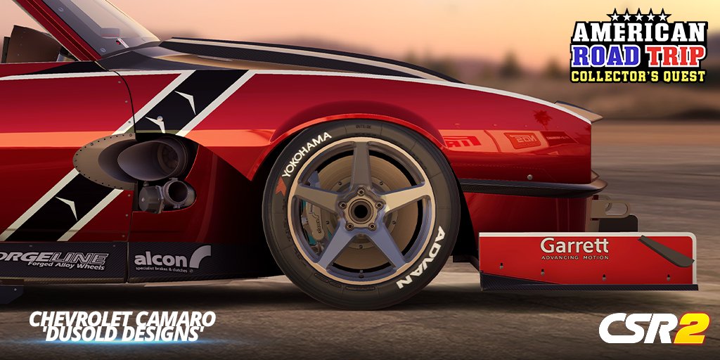 CSRRacing's tweet image. Time to drive for the Chevrolet Camaro &apos;DuSold Designs&apos;! 🏎️ The American Road Trip: Collector&apos;s Quest - Phoenix event is halfway done, but there&apos;s still time to earn the Dusold!

Play here: zynga.social/csr2x

#CSR2ARTSeries #ART5 #AmericanRoadTrip #ChevroletCamaro