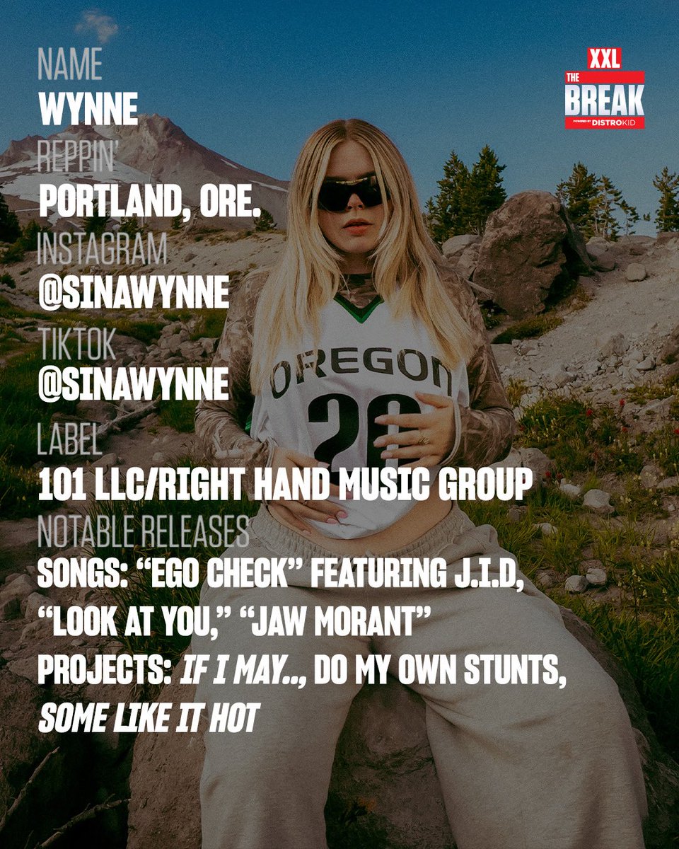 XXL's tweet photo. 🆕 THE BREAK 🆕

Portland, Ore. rapper Wynne has been going viral for her impressive freestyles. She showcases her bars, lyricism and sharp storytelling on tracks like “Jaw Morant” and “Ego Check” featuring J.I.D.

Powered by @distrokid https://t.co/92zM9s43zm