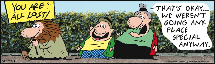 DalePederson's tweet photo. #ThursdayVibes are #OffTheTrack but #NoWorries in #today's #comic "Frank and Ernest" by Thaves 
Is it #acceptance or #apathy or #oblivian? https://t.co/s4jDXmQd6r