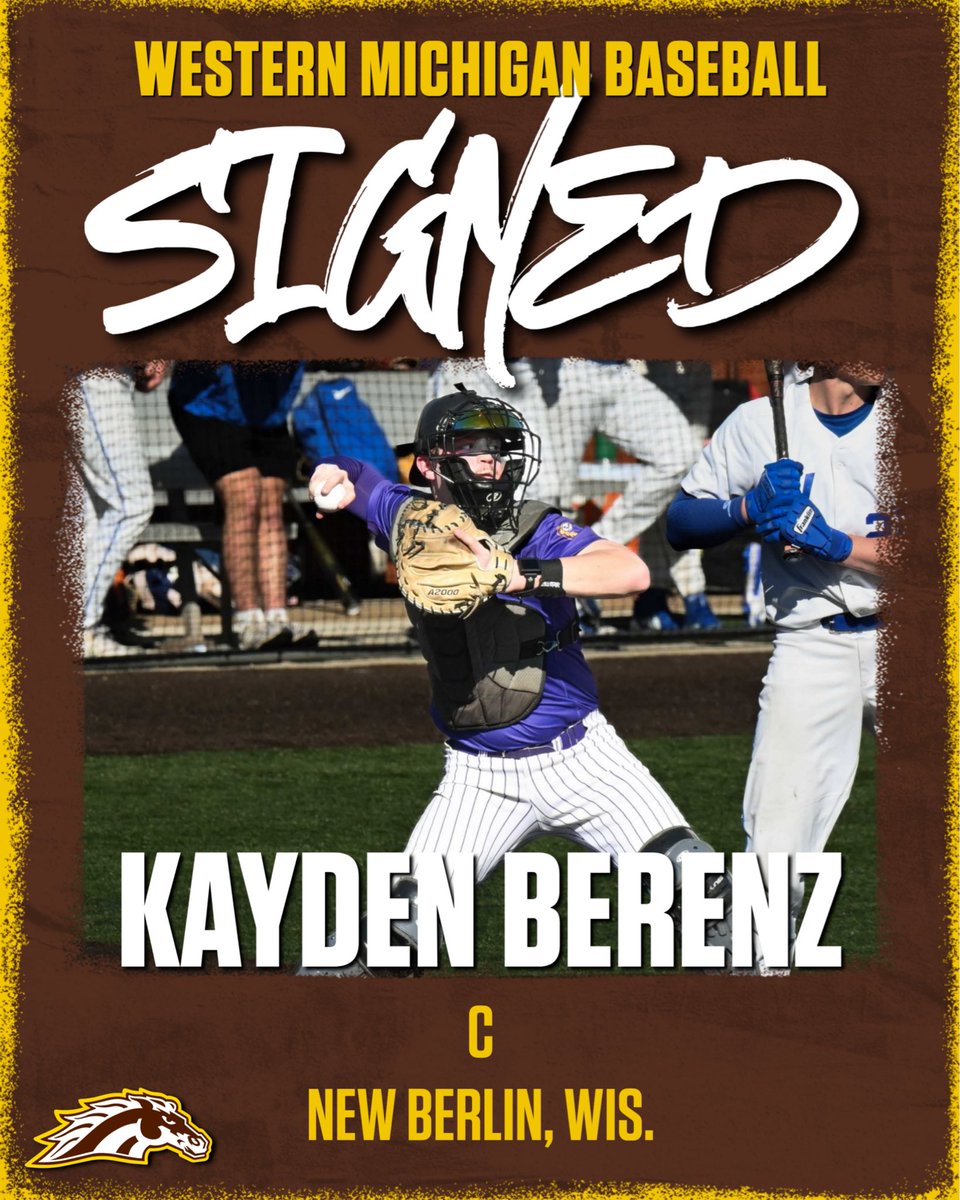 WMUBaseball's tweet image. From Wisconsin to Kalamazoo, welcome to the Bronco Baseball Family, Kayden Berenz!

#BroncosReign