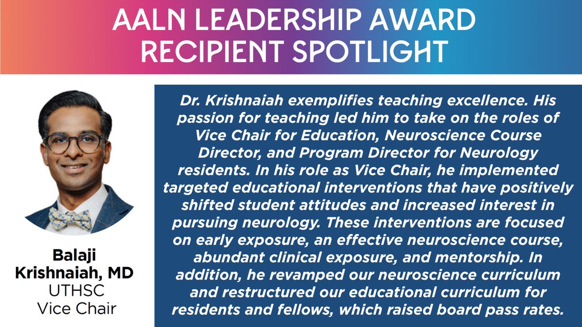 AALN_leaders's tweet image. Providing the next generation of neurologists with high-quality education and mentorship is critical for their careers and the future of the field. @FastTpa has demonstrated exceptional leadership in reshaping educational endeavors and inspiring trainees to pursue neurology at…