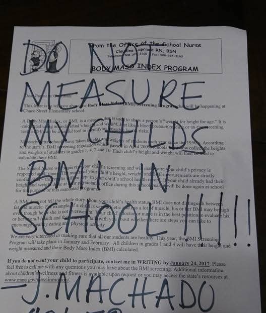 Back in 2017, I had three children in the Somerset Public School district.  I attended my very first school committee meeting that year, which you can watch at the link below at the 38 minute mark, where I asked the committee to open the conversation to removing Body Mass Index
