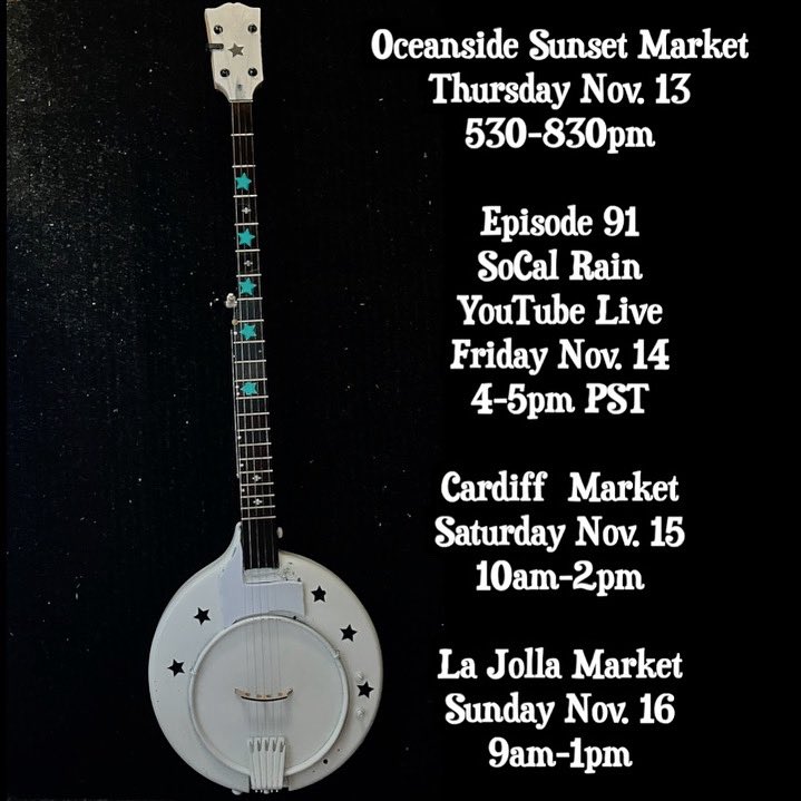 fastheartmart's tweet photo. Looks like rain in the forecast this weekend around San Diego, but here’s the schedule 🎶🪕

Livestream link here: https://t.co/ewKycNPhTP https://t.co/yS6wkWsH9u