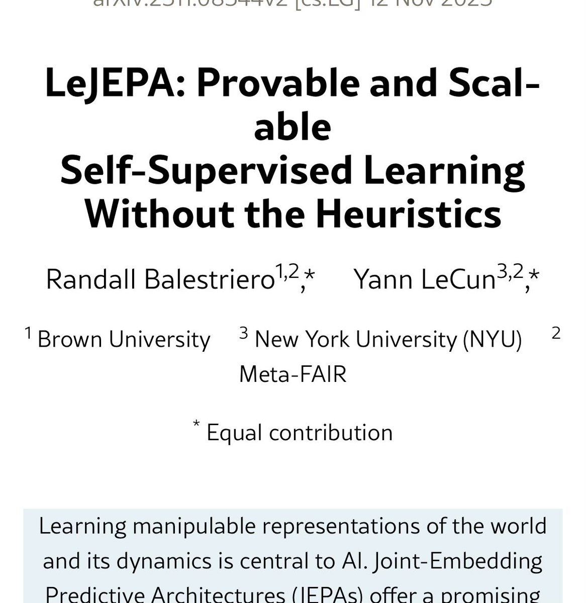 There’s something so funny and ironic about lecun naming it “LeJepa” but unfortunately I think that irony is lost on yann himself