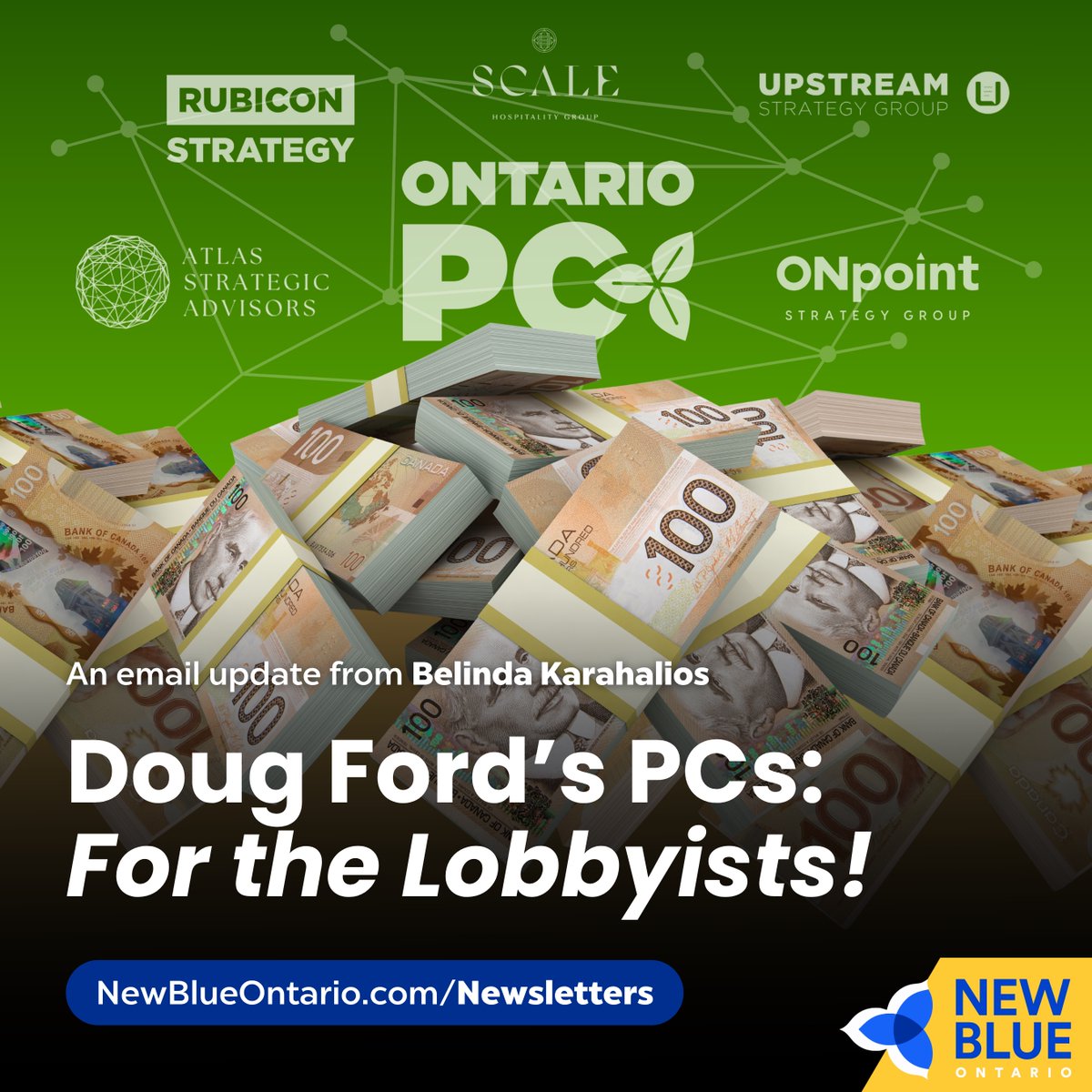 NewBlueON's tweet photo. A major investigation by The Globe and Mail has revealed what the New Blue Party has been warning about all along: the Ontario PCs are controlled by lobbyists and using tax dollars to reward insiders.

Read more 👇
https://t.co/beXxcCBxSo #onpoli #cdnpoli https://t.co/oSleKVx2wa