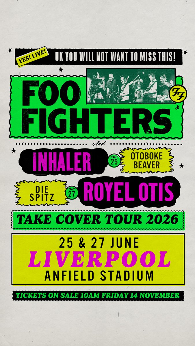 TheMusicalBoxRS's tweet image. Competition time!

In case you’ve been living under a rock, Foo Fighters are playing two massive headline shows at Anfield June 2026! We’ve partnered with Gigs and Tours to give away x2 free tickets for the 25th June date!

To have a chance of winning the tickets, all you have to…