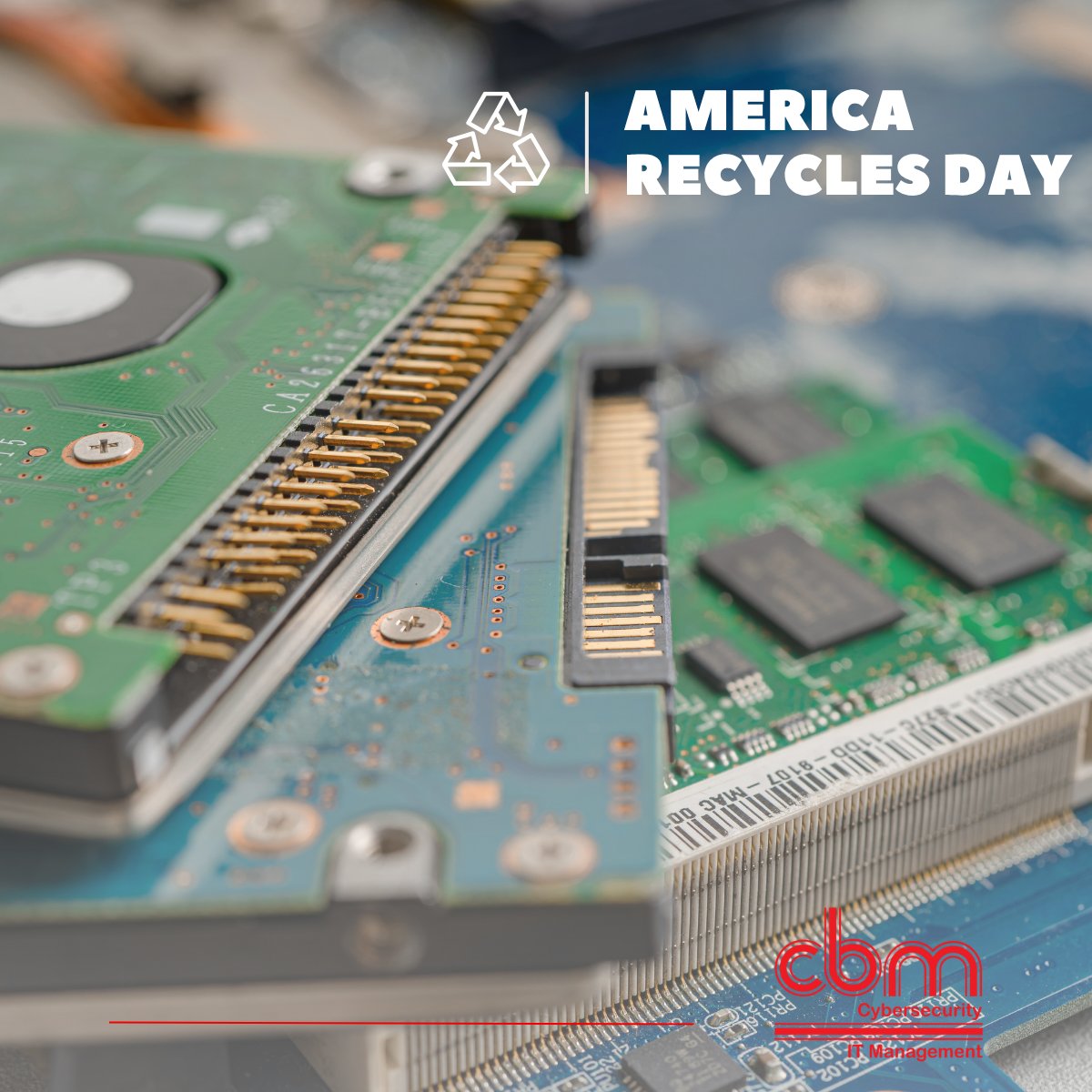 CBMTech's tweet image. ♻️It’s #AmericaRecyclesDay, and at CBM Technology, we don’t just clean up your systems. We clean up responsibly. All used computer equipment from our customers gets properly recycled. Because #CyberSecurity is great, but #TechCleanUp is just as important!
